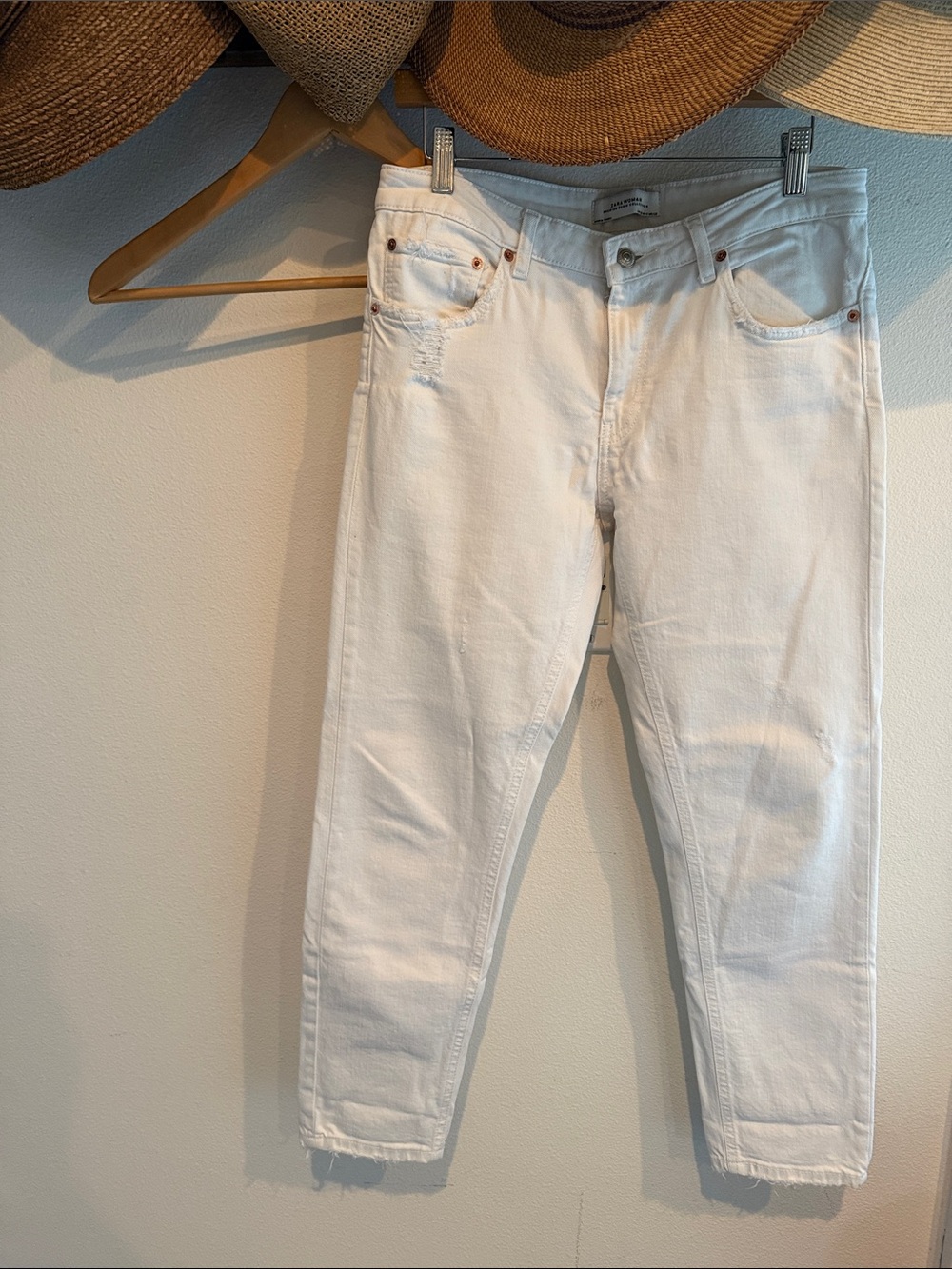 Zara Woman Stretch Cotton White Jeans